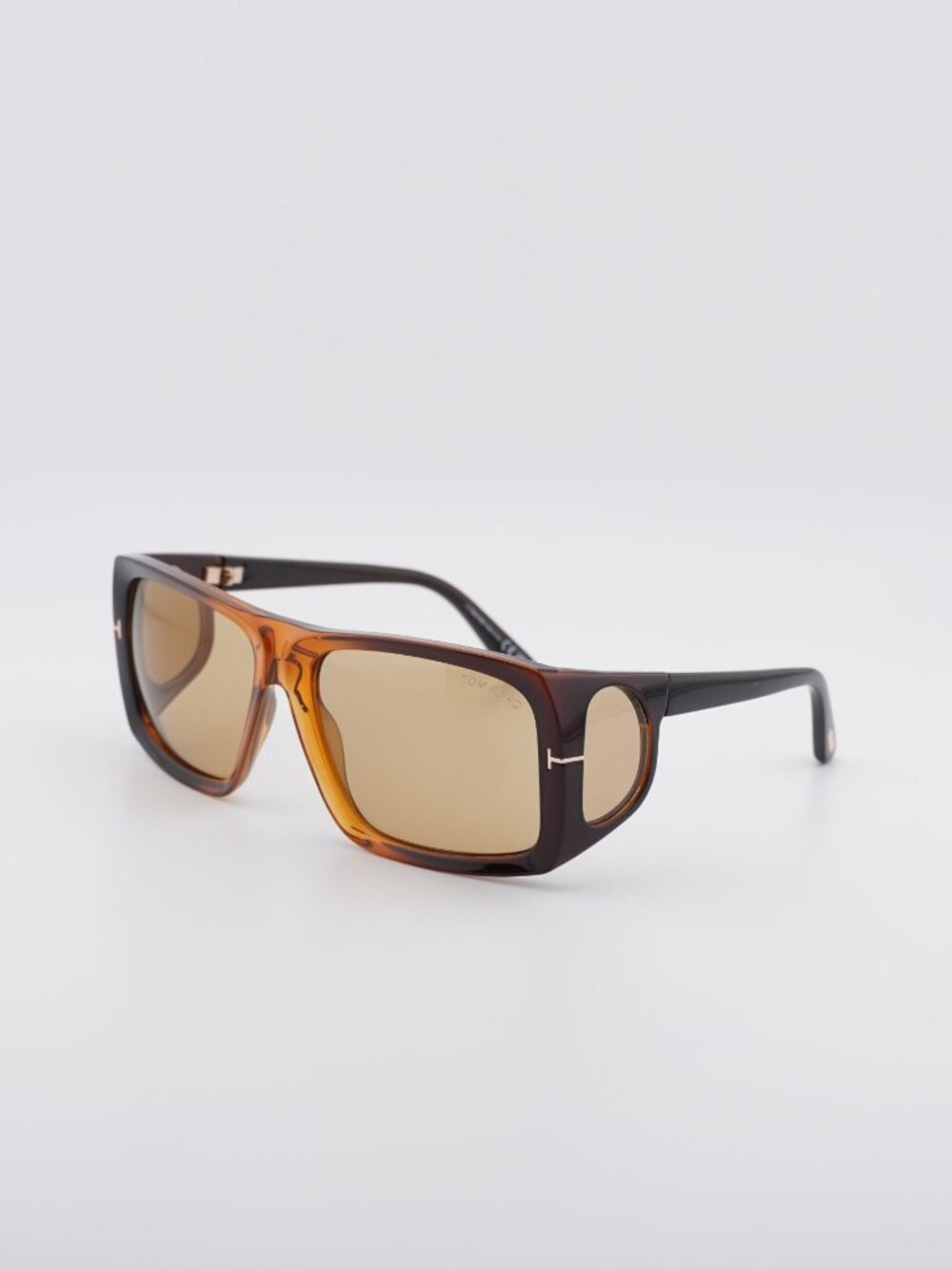Tom Ford Rizzo FT0730 48E Sunglasses Brown Rectangle Frame, Brown Lenses